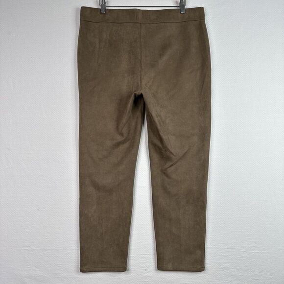 Curve Appeal Pants Womens Faux Leather Suede Large Brown Pull On Legging Stretch - Picture 4 of 11